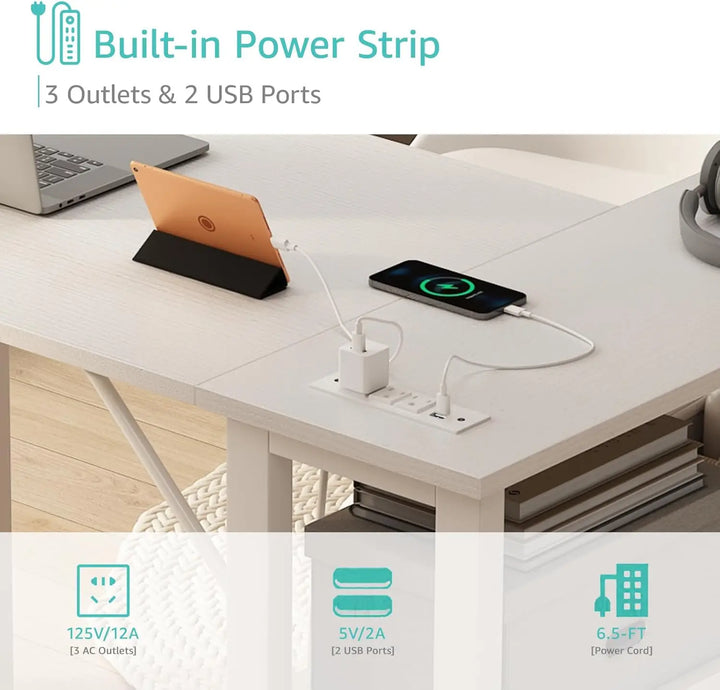 White L Shaped Office Desk