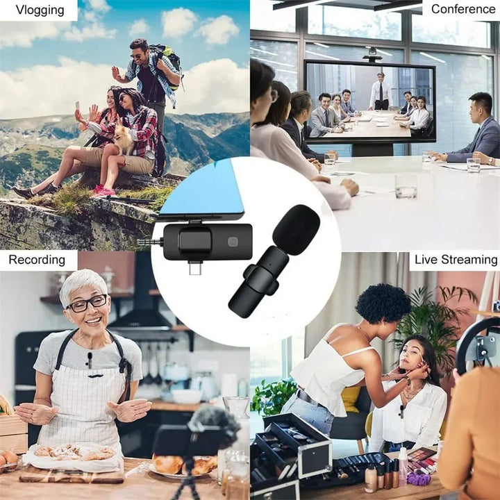GAMINJA K1 3in1 Wireless Lavalier Microphone for iPhone Android Live Audio Video Recording Noise Reduction 3.5mm Plug&Play Mic