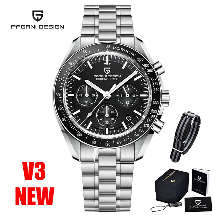 PAGANI DESIGN 2023 New Moon Watch For Men Quartz Multifunction Chronograph Sports Mens Watches Top Brand Luxury Sapphire Mirror