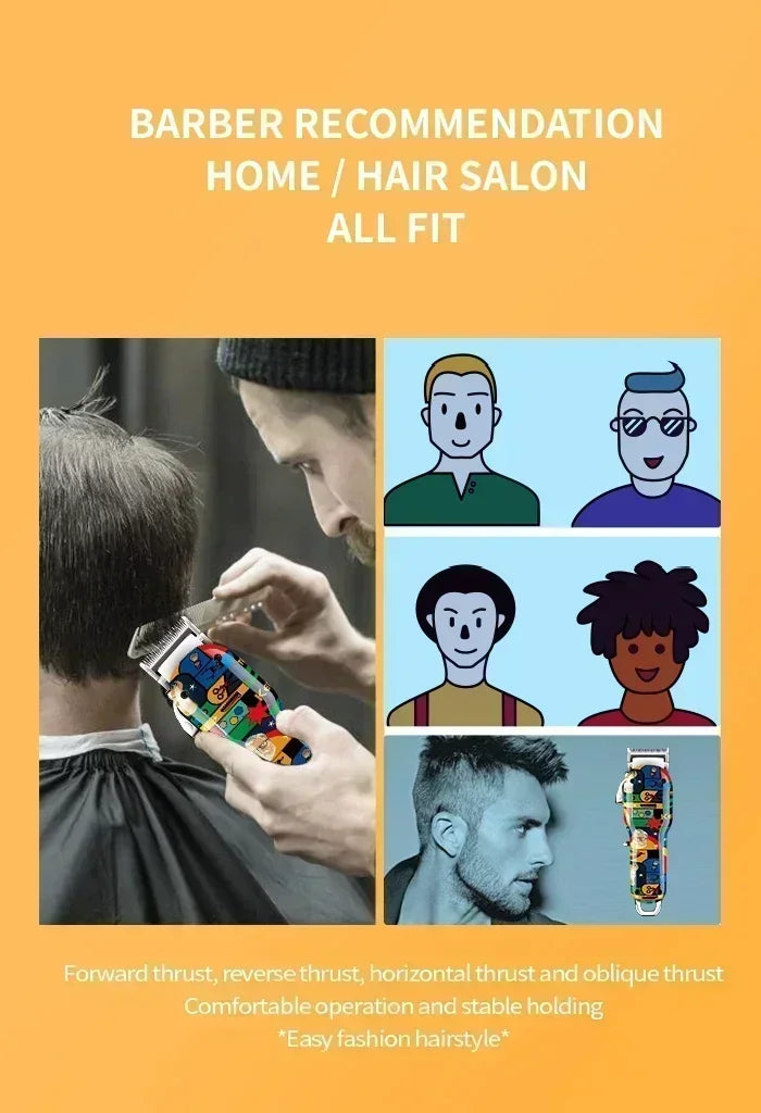 Kemei Hair Clipper Rechargeable Graffiti Pattern Electric Professional Barber Trimmer Man Shaver KM-MAX2092 KM-MAX5090 KM-RS7098