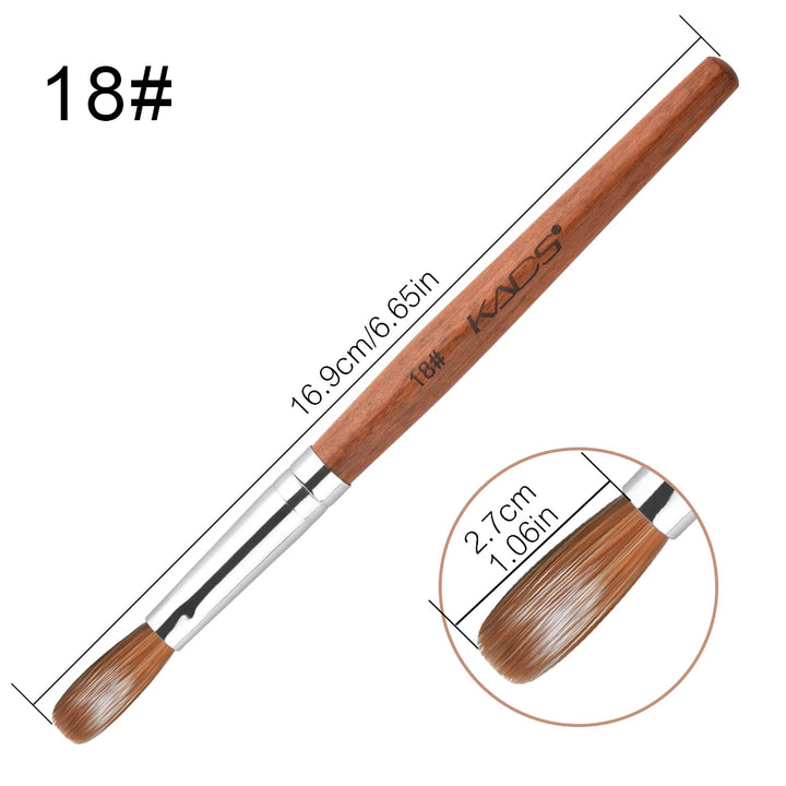 KADS Acrylic Nail Brush Crimped Kolinsky Sable UV Nail Art Gel Extension Brush Manicure Brush Flat Round Red Wood Nail Brush