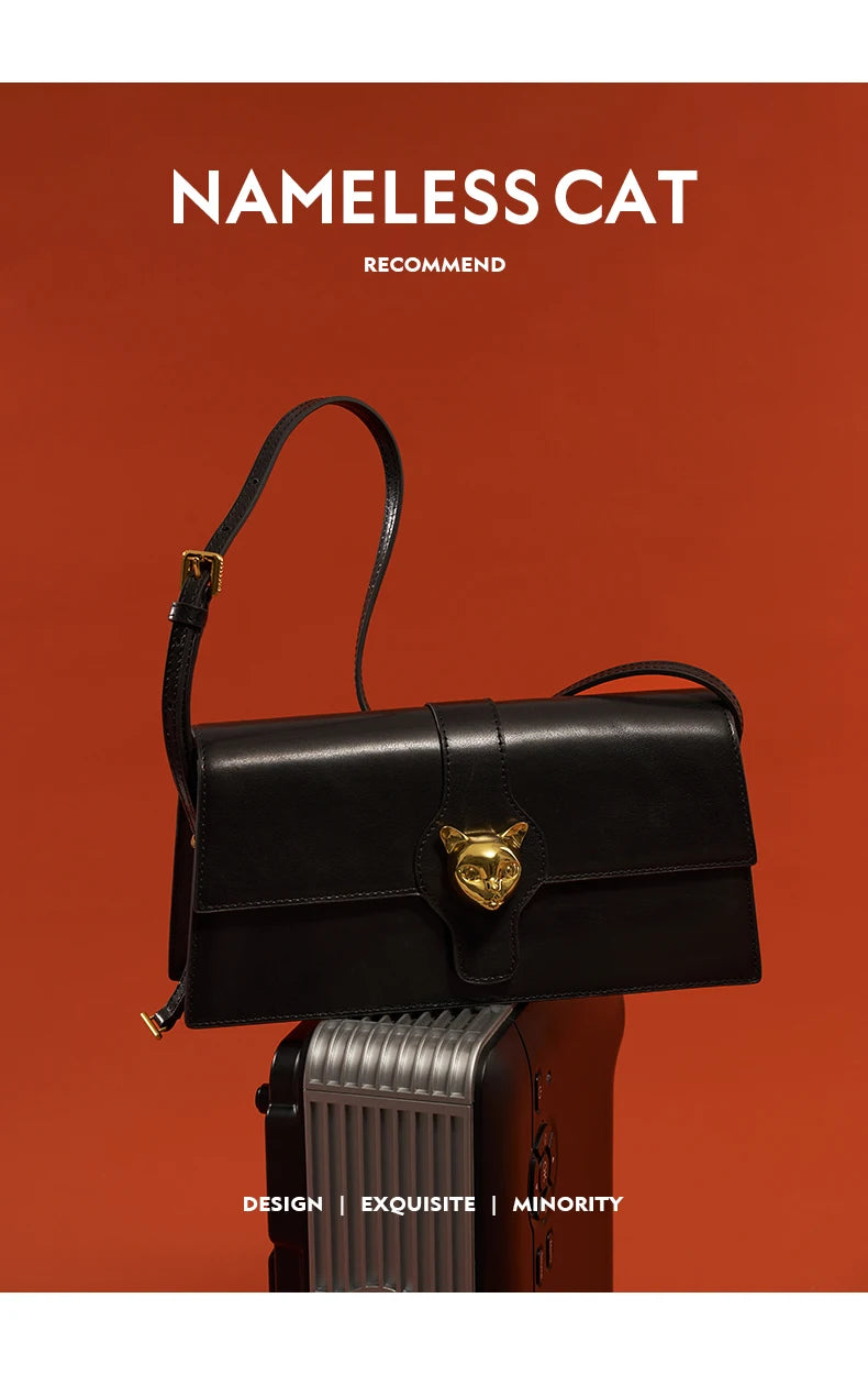 BAFELLI CAT 2025 NEW WOMEN'S BAG LUXURY BRAND FASHION RETRO STYLE DENIM TRENDING SHOULDER CLUTCH FEMALE LEATHER FLAP PURSE