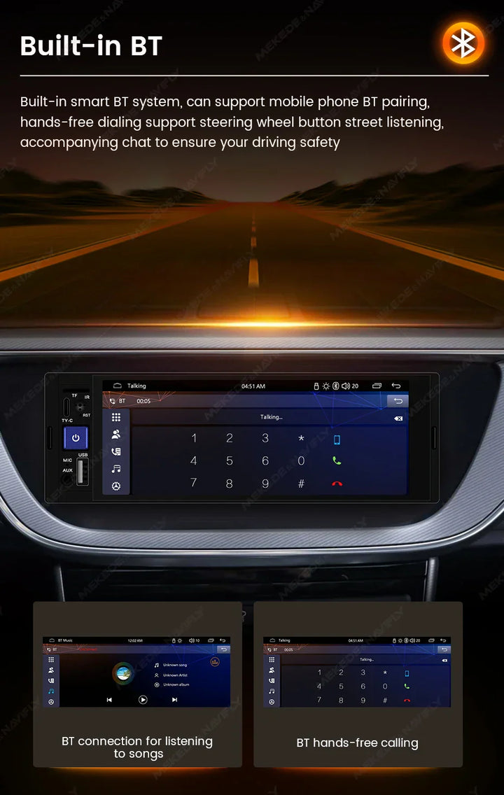 MEKEDE 6.86-inch 1din Universal Car Multimedia Smart Screen Wired Wireless Andriod Auto CarPlay Stereo FM Auto Radio BT USB TF