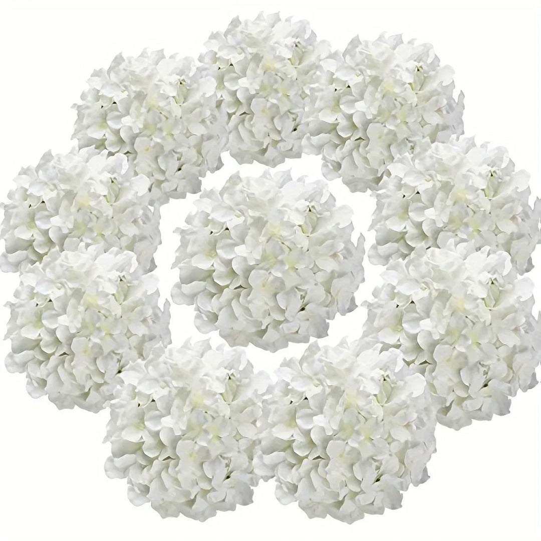 10PCS Silk Hydrangea Heads with Stems