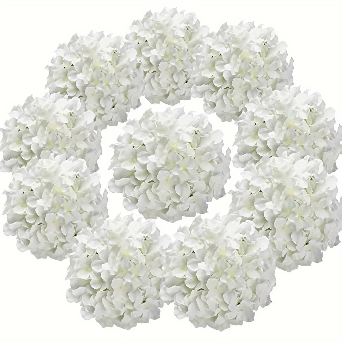 10PCS Silk Hydrangea Heads with Stems