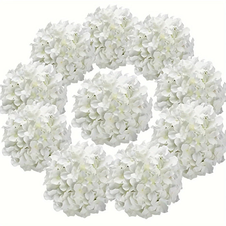 10PCS Silk Hydrangea Heads with Stems