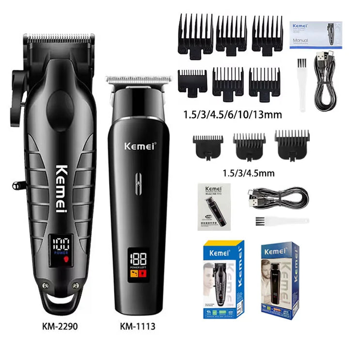 Kemei KM-2290 KM-1113 KM-2026 professional Electric hair clipper kit Men's Shaver Cordless Barber Hair Trimmer USB beard Razor