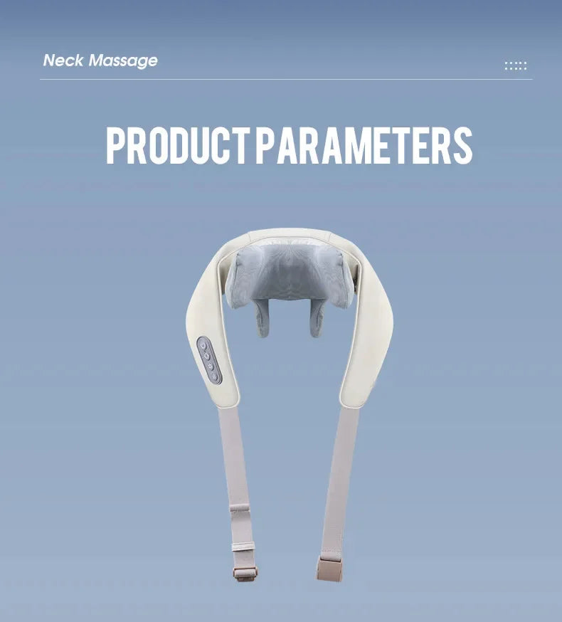 Neck and Shoulder Massage Shawl Heating Kneading 6D Massage Head Deep Massage and Muscle Relaxation Adjustable Wearable Massager