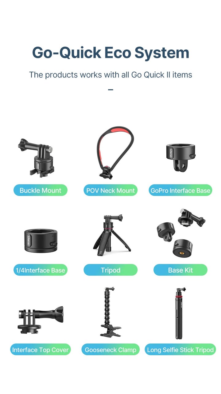 Ulanzi Go-Quick II Magnetic Silicone Neck Holder Mount For GoPro Hero 13 12 11 10 9 8 Insta360 DJI Osmo Action Camera Accessorie