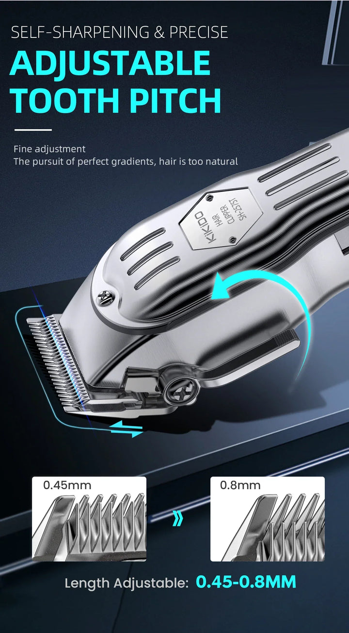 KIKIDO 2in1 Adjustable Cordless Hair Cutting Machine Full Metal Combo Kit Barber Hair Clipper Beard Shaver Kit for Men Gift2575T