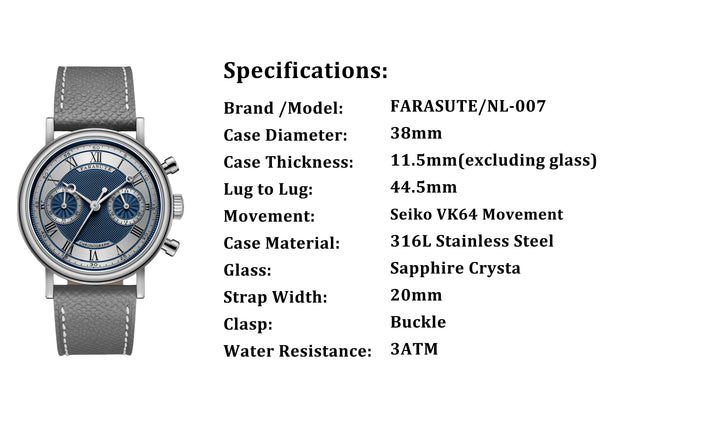 FARASUTE 2025 New Retro Mens Watches Quartz Watch For Men Speed Sports Chronograph  AR Coating  Sapphire VK64 Clock Reloj Hombre