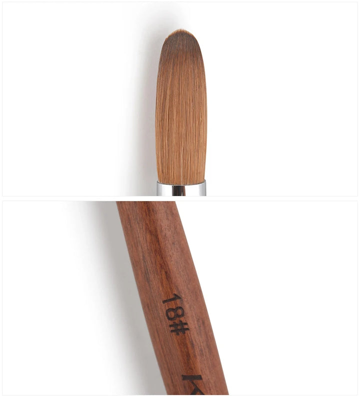KADS Acrylic Nail Brush Crimped Kolinsky Sable UV Nail Art Gel Extension Brush Manicure Brush Flat Round Red Wood Nail Brush