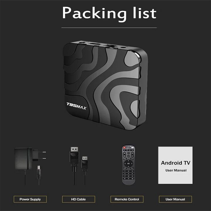 T95 MAX H618 Smart TV Box Android 12 2.4G 5G Dual Wifi Quadcore 1GB/2GB/4GB RAM 8GB16GB32GB64GB 8K HD Media Player Set Top Box