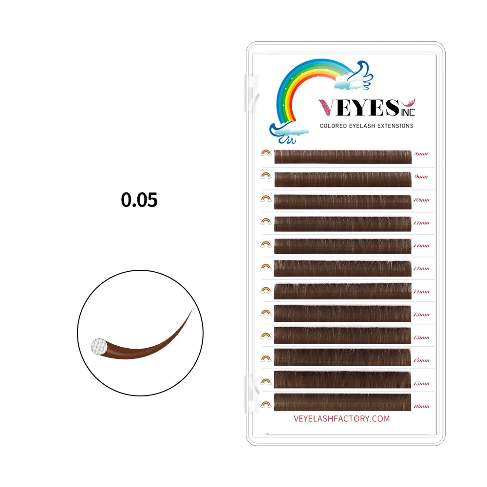 Veyes Inc 0.05mm Latte Brown Eyelash Extensions Veyelash Soft 8-16MM False Lashes Faux Mink Individual Volume Lashes Extensions