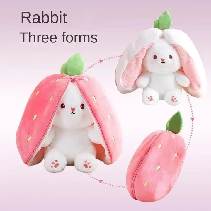 Cute Strawberry Carrot Rabbit Plush Toy Stuffed Creative Into Fruit Transform Baby Cuddly Bunny Doll 25cm for Kid Birthday Gift