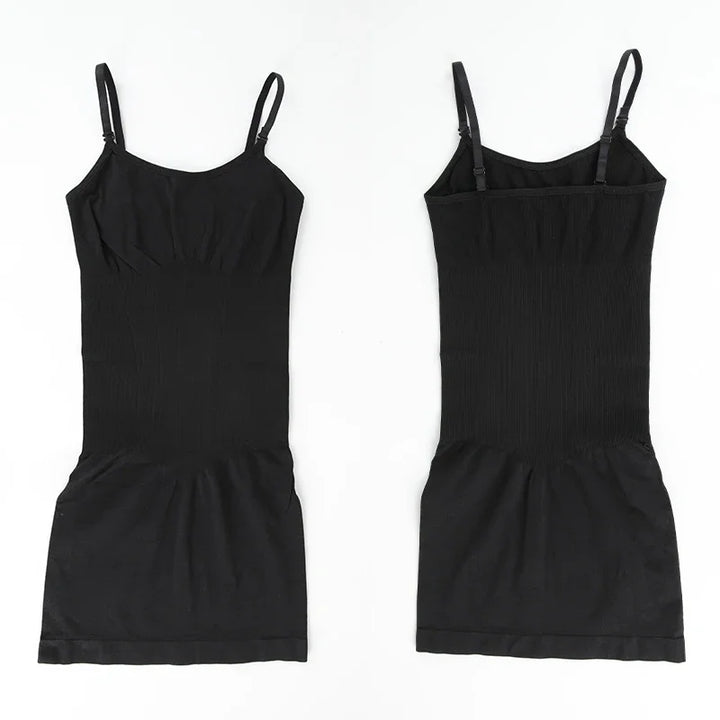Women Shapewear Full Slip Tummy Control Crew Neck Cami Mini Under Dress Smooth Body Shaper New Spaghetti Straps Lingerie