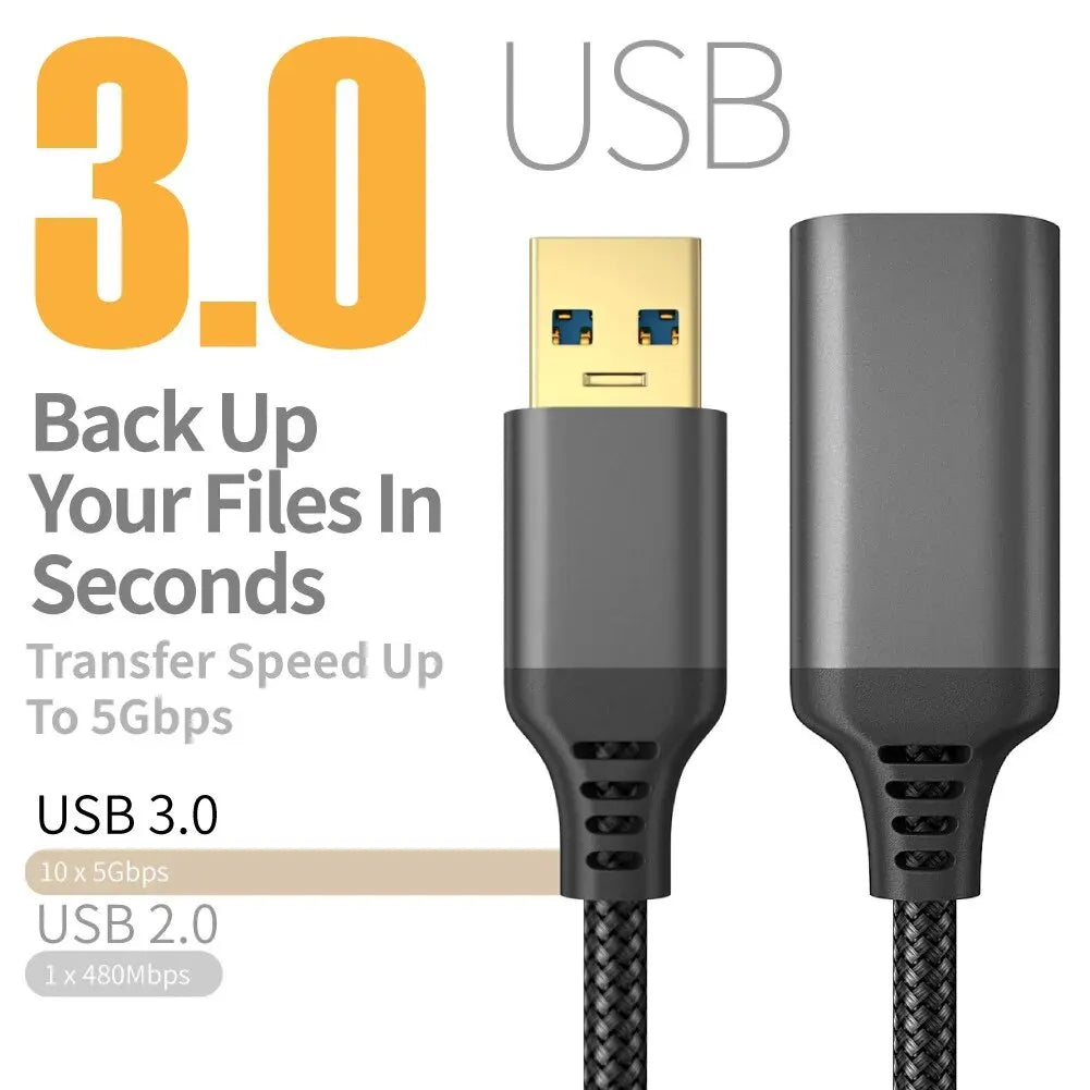 UTHAI Nylon Braided USB 3.0 Male-To-Female High-Speed Transmission Data Cable Computer Camera Printer Extension Cable