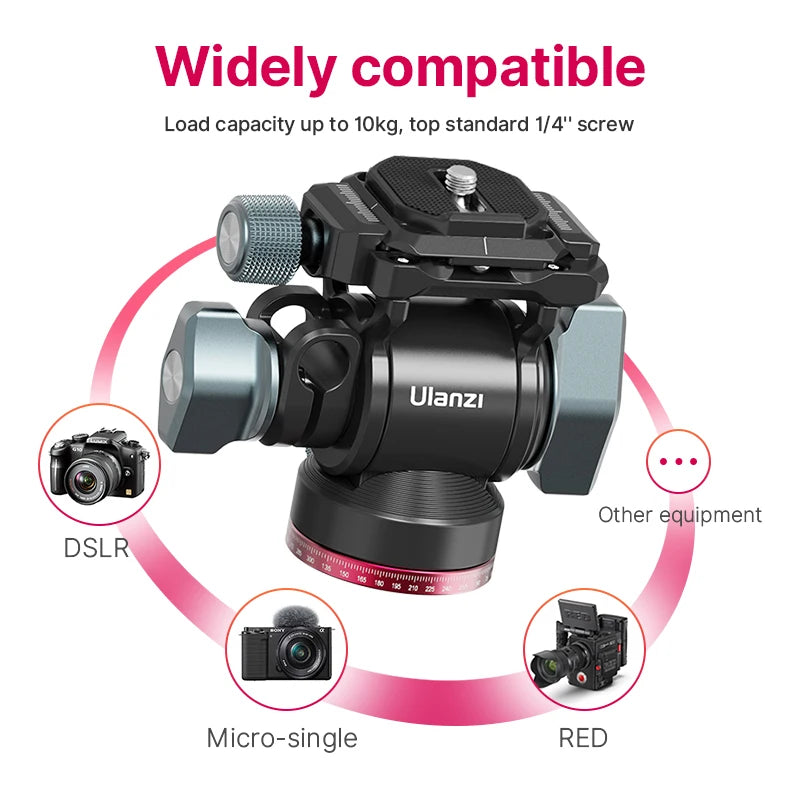 Ulanzi U-190 U190 Panoramic Tripod Head Hydraulic Fluid Video Damping Head For Tripod Monopod DSLR Camera Holder Stand Mobile
