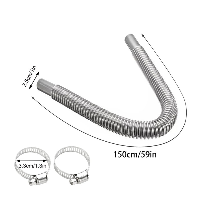 100cm/150cm/200cm/250cm/300cm 25mm Exhaust Pipe With Clamps Stainless Steel Exhaust Hose For Car Diesel Parking Heater