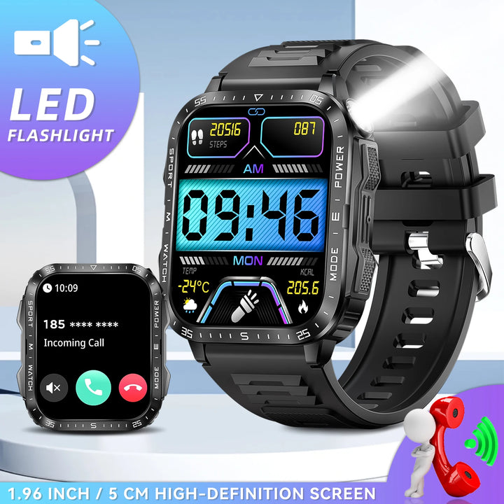 LaNikar New Military Smart Watch3ATM Waterproof Watch Fitness Tracker with Heart Rate Sleep Monitor MakeCalls for iPhone Android