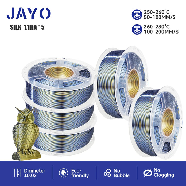 JAYO  pla plus SILK Three Colors Silk Rainbow 3D Printer Filament 1.75mm 100% No Bubble FDM 3D Printer Materials for 3D Printer