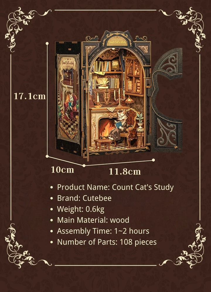 CUTEBEE Bookstore Book Nook with Light DIY Miniature Wooden Dollhouse for Decor Gift Bookshelf Insert Kit 3D Puzzle