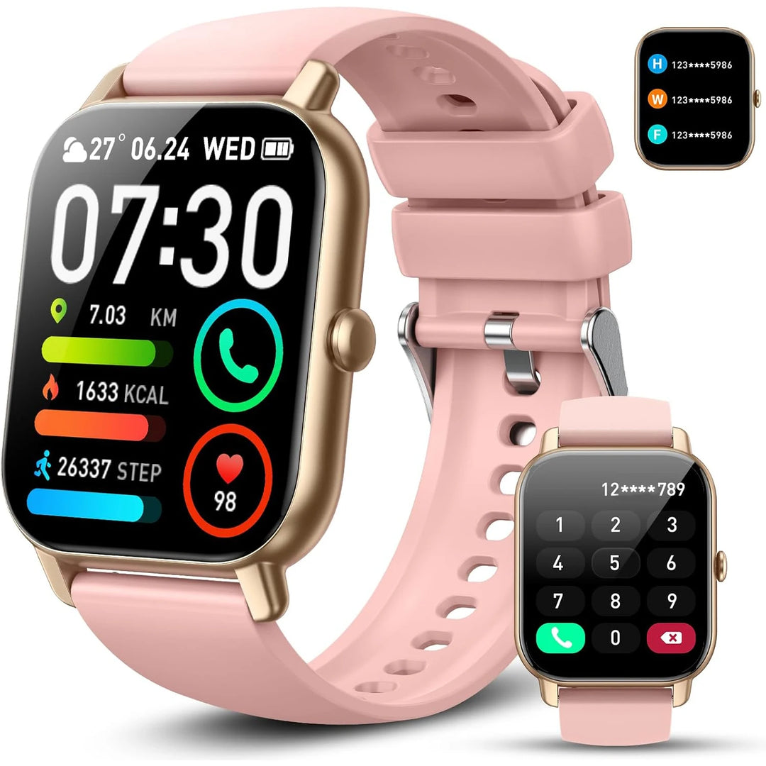 AI Voice Assistant Smart Watch for Men/Women, 1.85'' HD Touch Screen Fitness Trackers with Wireless Call/ IP68 Waterproof