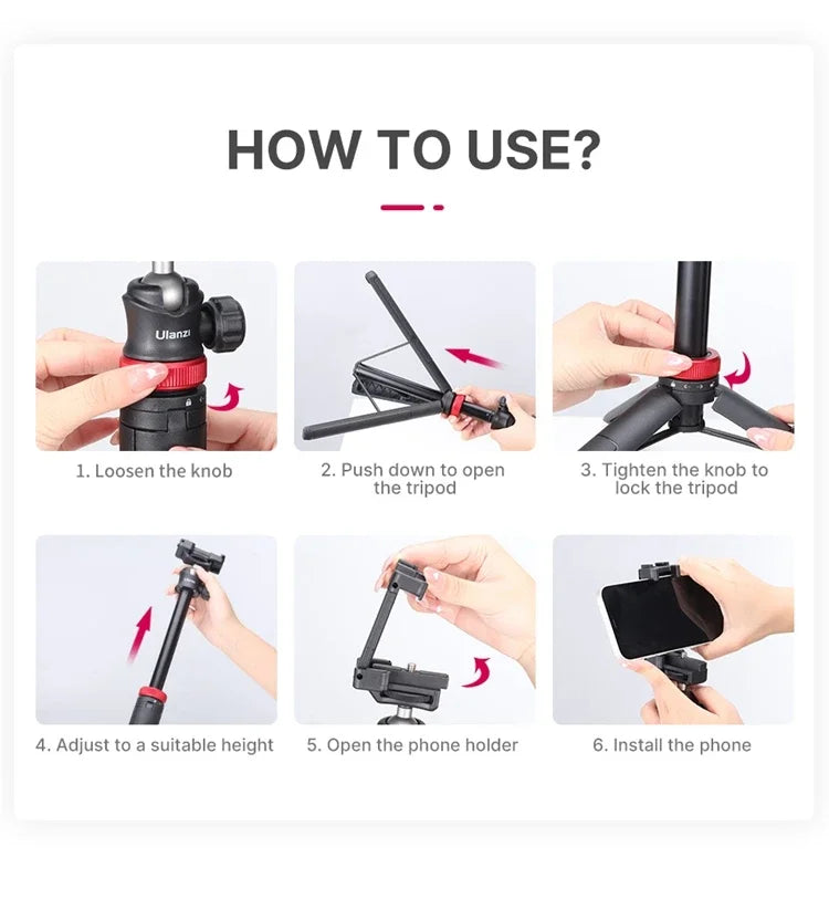 Ulanzi MT-44 Extend Livestream Tripod Stand 42inch Tripod with Phone Mount Holder Vertical Shooting Phone DSlR Camera Tripods