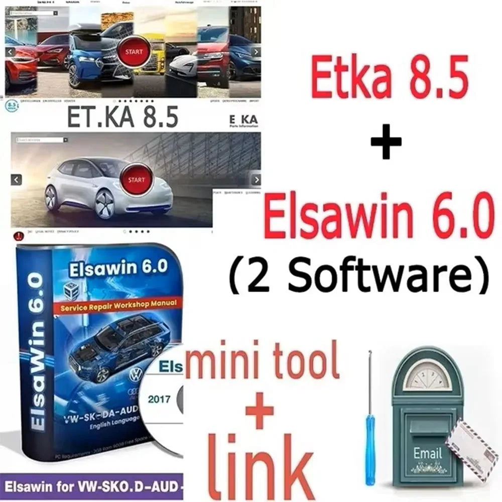 Newest  Etka 8.3& ELSAWIN 6.0 for A-udi for V-W Auto Repair Software Group Vehicles Electronic Parts Catalog free help install