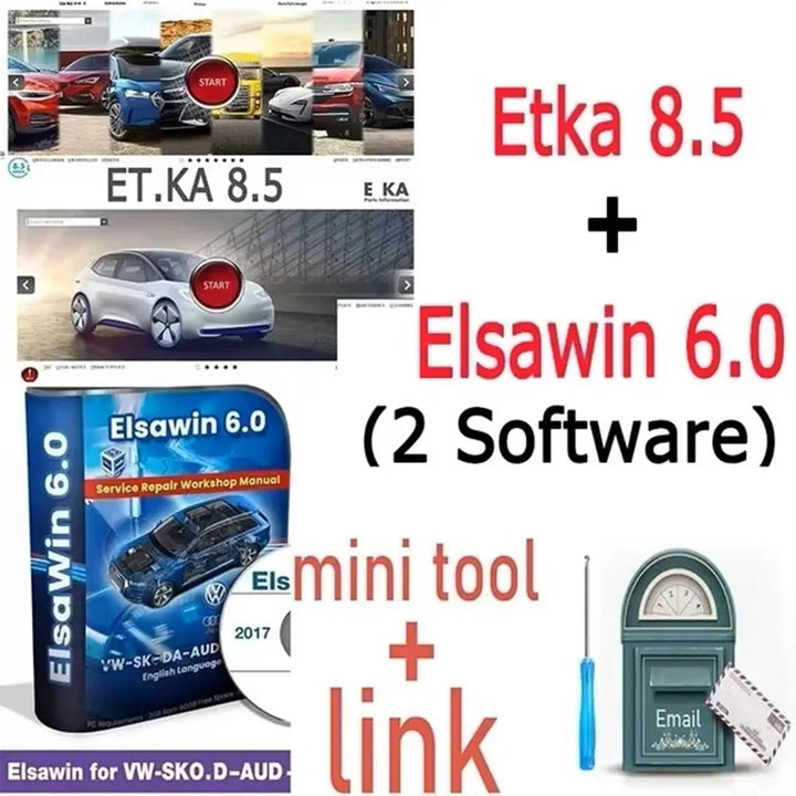 Newest  Etka 8.3& ELSAWIN 6.0 for A-udi for V-W Auto Repair Software Group Vehicles Electronic Parts Catalog free help install
