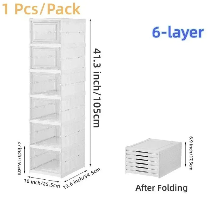 Shoes Storage Box Foldable Transparent Sneaker Shoe Organizers Cabinet Stackable Dustproof High-top Cabinet Shoe Rack Shelf