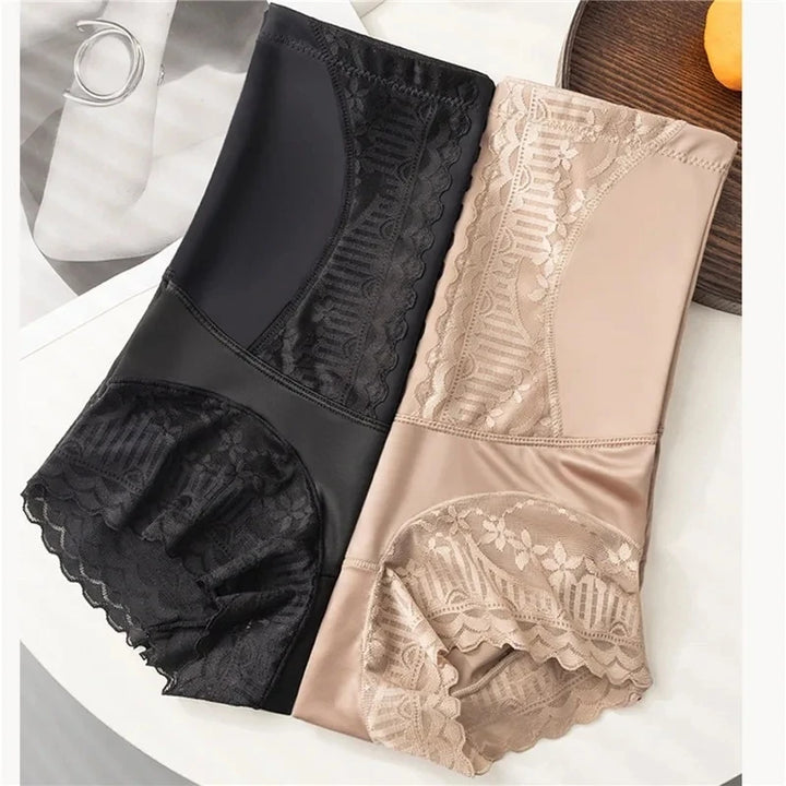 Women High Waist Control Panties Seamless Shapewear Briefs With Lace Slimming Shorts Flat Belly Shaping Postpartum Underwear