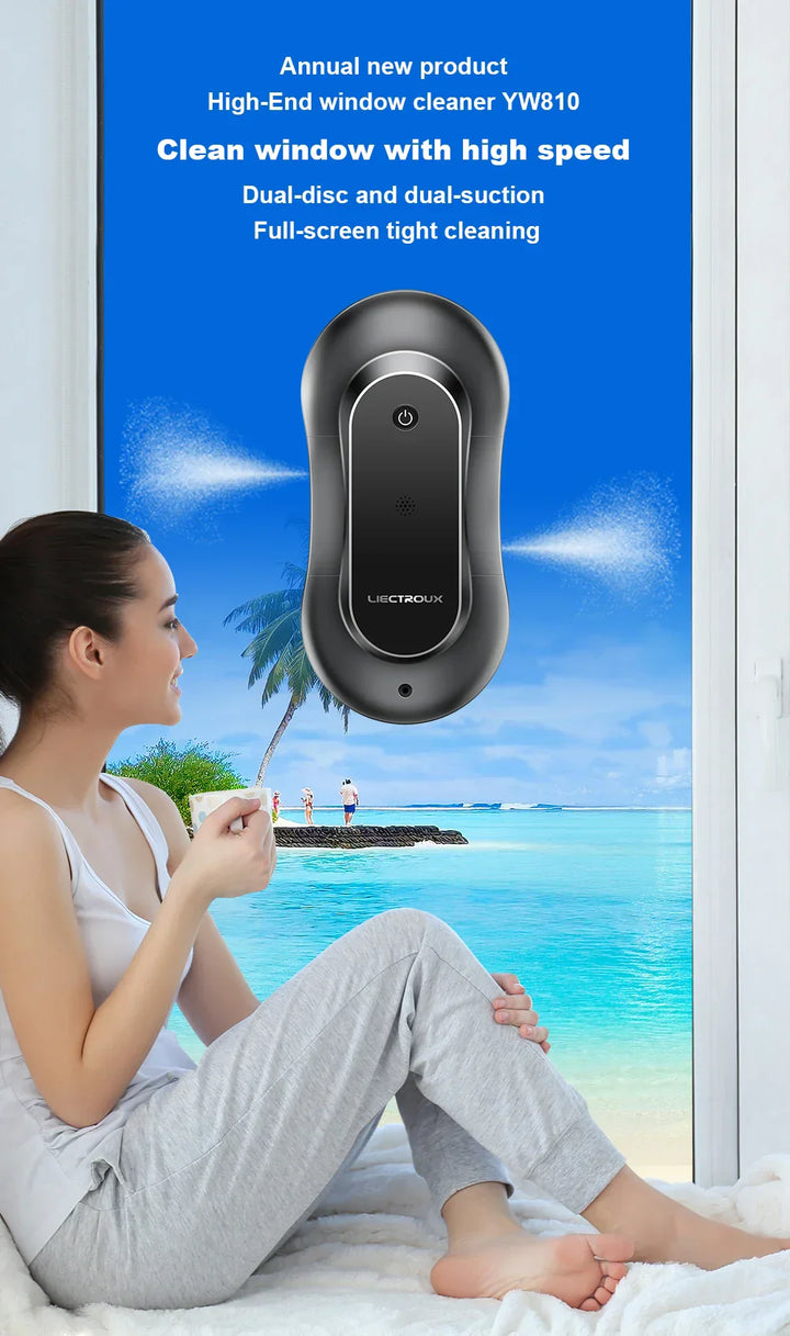 Window Cleaning Robot Liectroux YW810,Dual Water Spray,Smart Memory, Laser Sensor,Home Glass Floor Wall Robot Window Cleaner