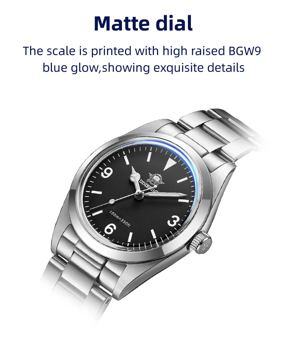 ADDIESDIVE Top Brand Men's Luxury Stainless Steel Wristwatch Sapphire Glass Luminous 100m Waterproof Reloj Hombre Quartz Watches
