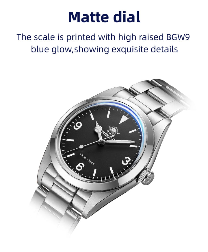 ADDIESDIVE Top Brand Men's Luxury Stainless Steel Wristwatch Sapphire Glass Luminous 100m Waterproof Reloj Hombre Quartz Watches