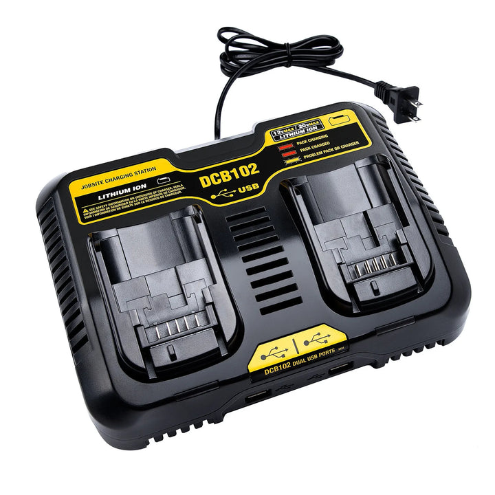 DCB102 DCB118 DCB112 Li-ion Battery Double Charging Dual USB Ports Charger For DeWalt 12V 14.4V 18V 20V DCB101 DCB200 DCB201