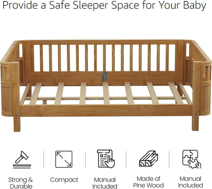Wooden Montessori Bed with Rails