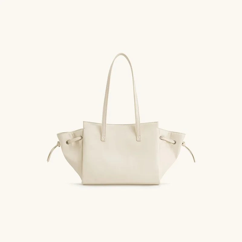 Luxury Brand Silver Buckle Fashion Genuine Leather Handbag New Large Capacity Tote Bag Designer Women's Commuter Shoulder Bag