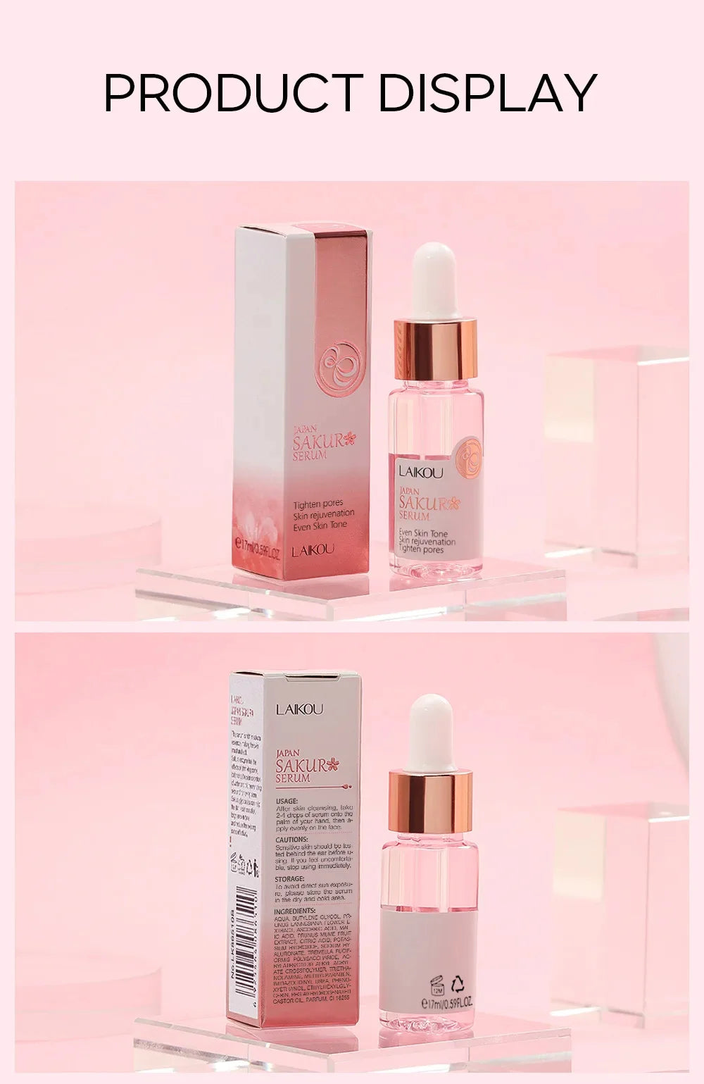 Japan Sakura Wrinkle Remover Face Serum Cream Anti-Aging Fade Fine Lines Lift Firming Vitamin C Whitening Rejuvenation Skin Care