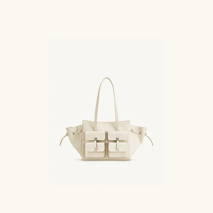 Luxury Brand Silver Buckle Fashion Genuine Leather Handbag New Large Capacity Tote Bag Designer Women's Commuter Shoulder Bag