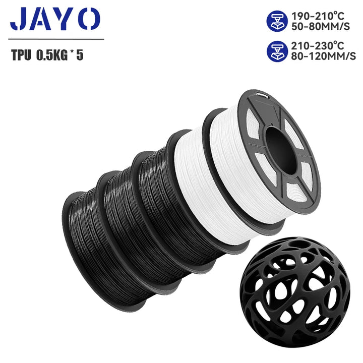 JAYO 5Rolls JAYO TPU SILK 98A 3D Filament Flexible 1.75mm+/-0.02mm 3D Printer SILK Texture Smooth High Quality New Fast Shipping