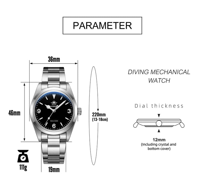 ADDIESDIVE Top Brand Men's Luxury Stainless Steel Wristwatch Sapphire Glass Luminous 100m Waterproof Reloj Hombre Quartz Watches