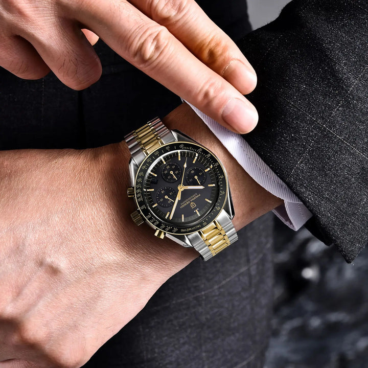 PAGANI DESIGN 2025 Silver Gold Moon Luxury Quartz Watches Men Sport Chronograph Sapphire Crystal Stainless steel Watch For Men