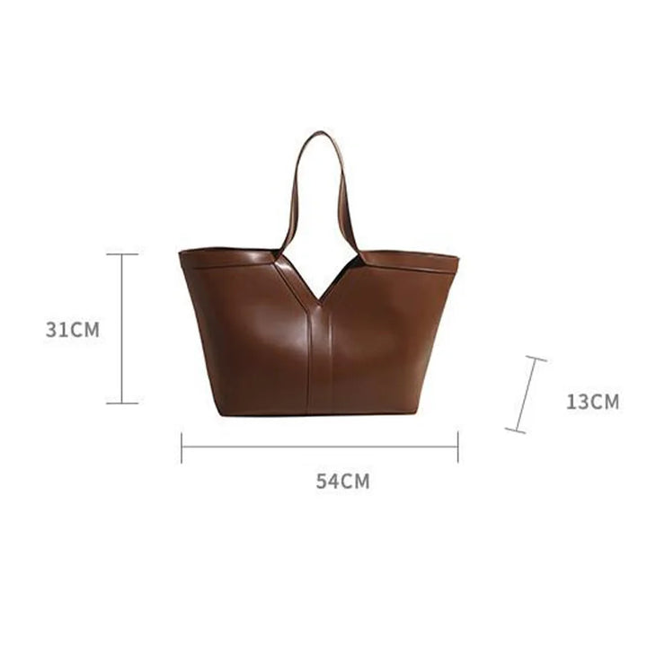 Soft Luxury Y Letter Women Shoulder Bag New Genuine Leather Fashion Large Capacity Tote Bag High-end Casual Commuting Brand Bag