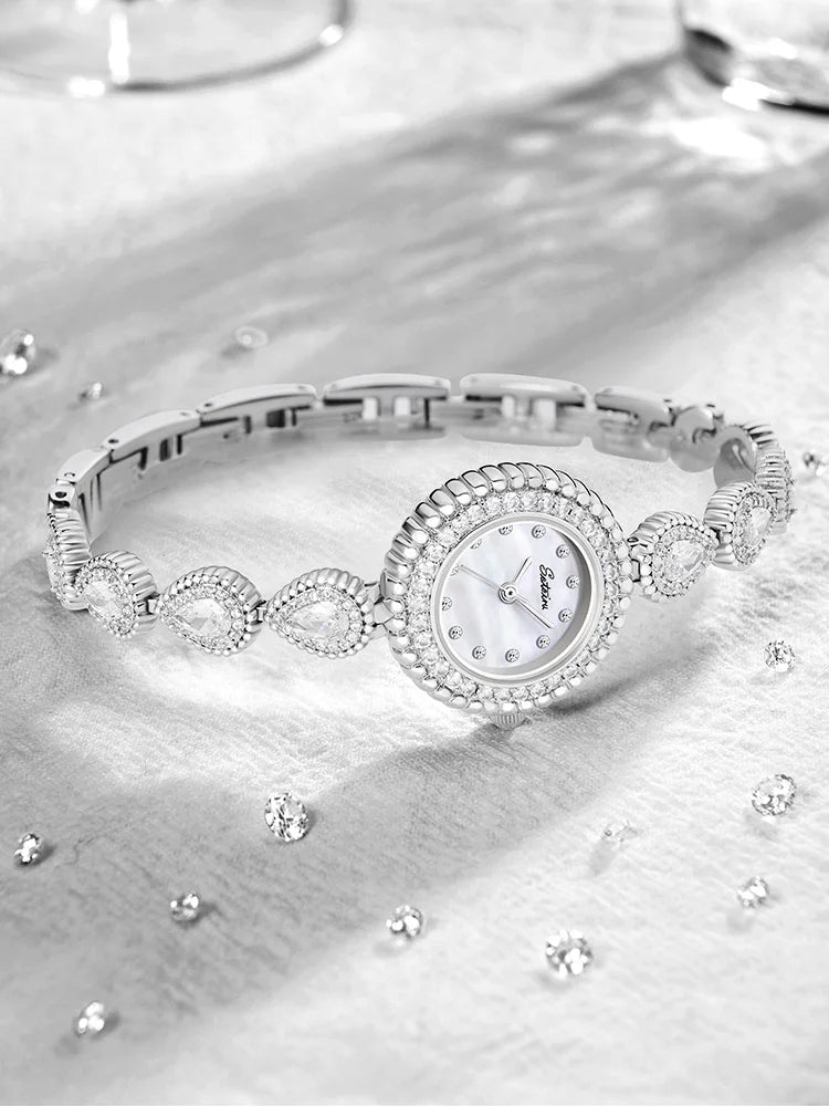 Sotoiru Luxury Bracelet Party Watches For Women Zircon Waterdrop Shape Quartz Wristwatch Jewel Accessory Gifts For Woman