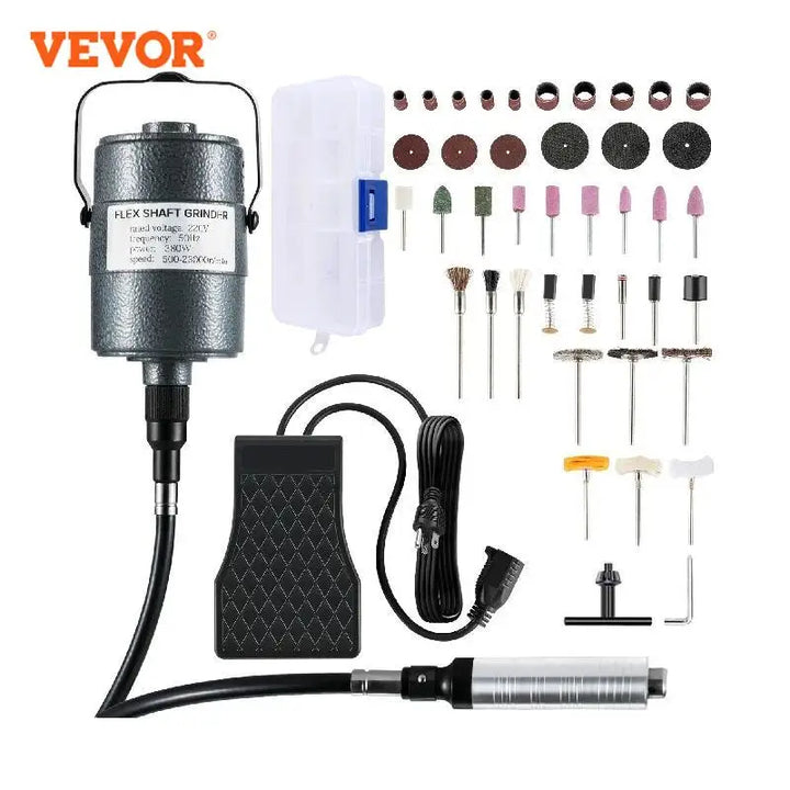 VEVOR Flex Shaft Grinder 380W Rotary Tool 500-23000RPM Rotary Carver with 1/4\" 3-Jaw Chuck for Jewelry Polishing Grinding DIY