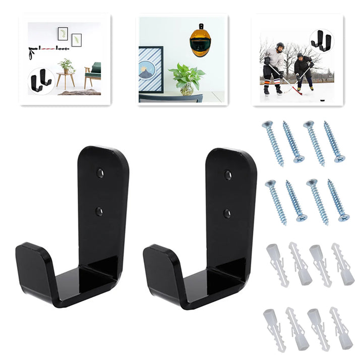 2pcs Hockey Stick Display Stand Acrylic Wall Mount Black Hockey Stick Supports Bracket Holder Horizontal Hanger