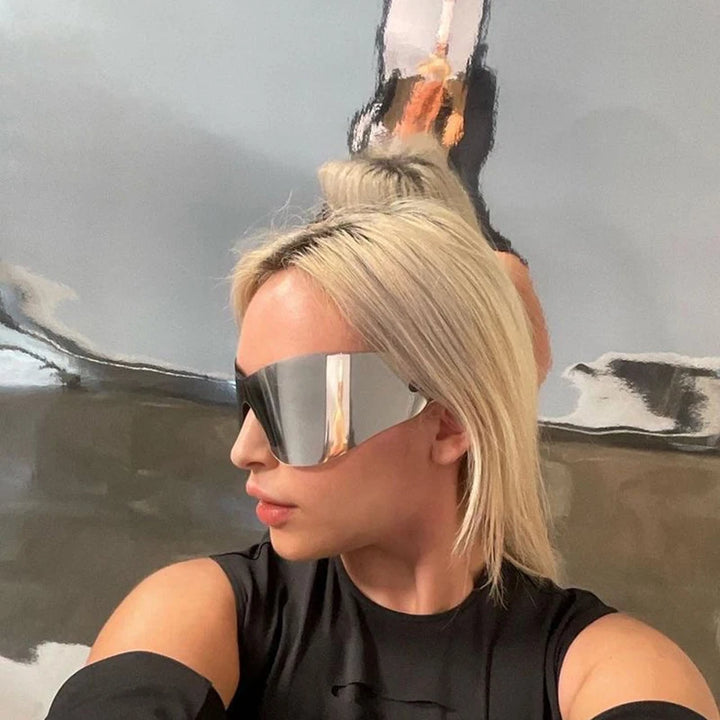 Oversized Punk Sport Rimless Sunglasses Women Men Luxury Brand Designer Hip Hop One Piece Y2K Sun Glasses