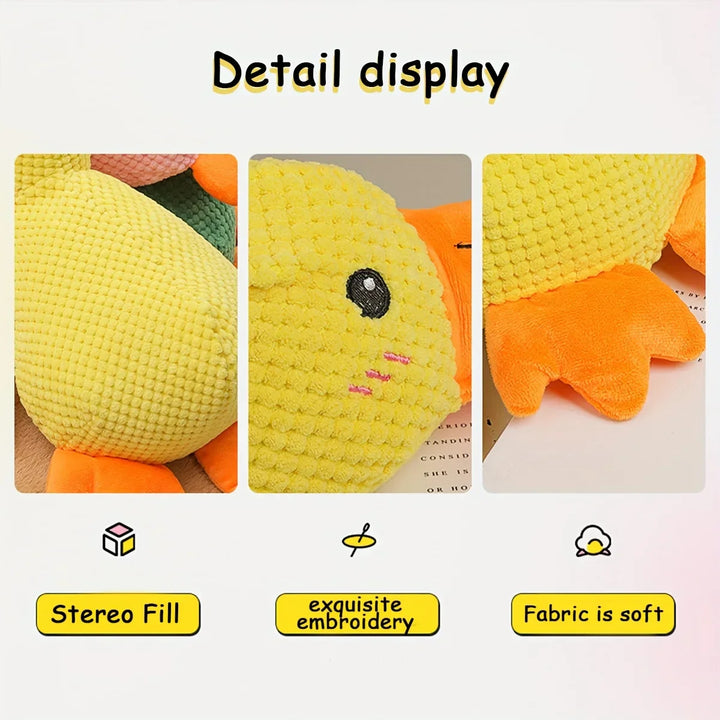 1pc Large Duck Design Pet Grinding Teeth Squeaky Plush Toy, Durable Chew Toy For Dog Interactive Suppl