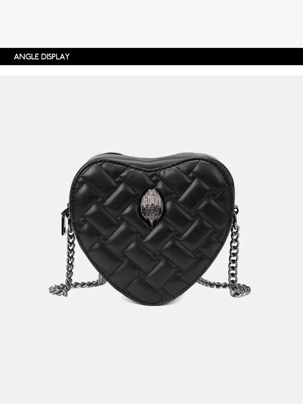 2024 Women's Heart-Shaped Herringbone Crossbody Bag with Eagle and Bird Head Shoulder Bag Chain Purse